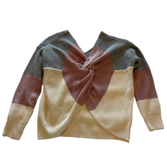Twisted Knot Color Blocked Knit Sweater Size Large - Picture 7 of 12